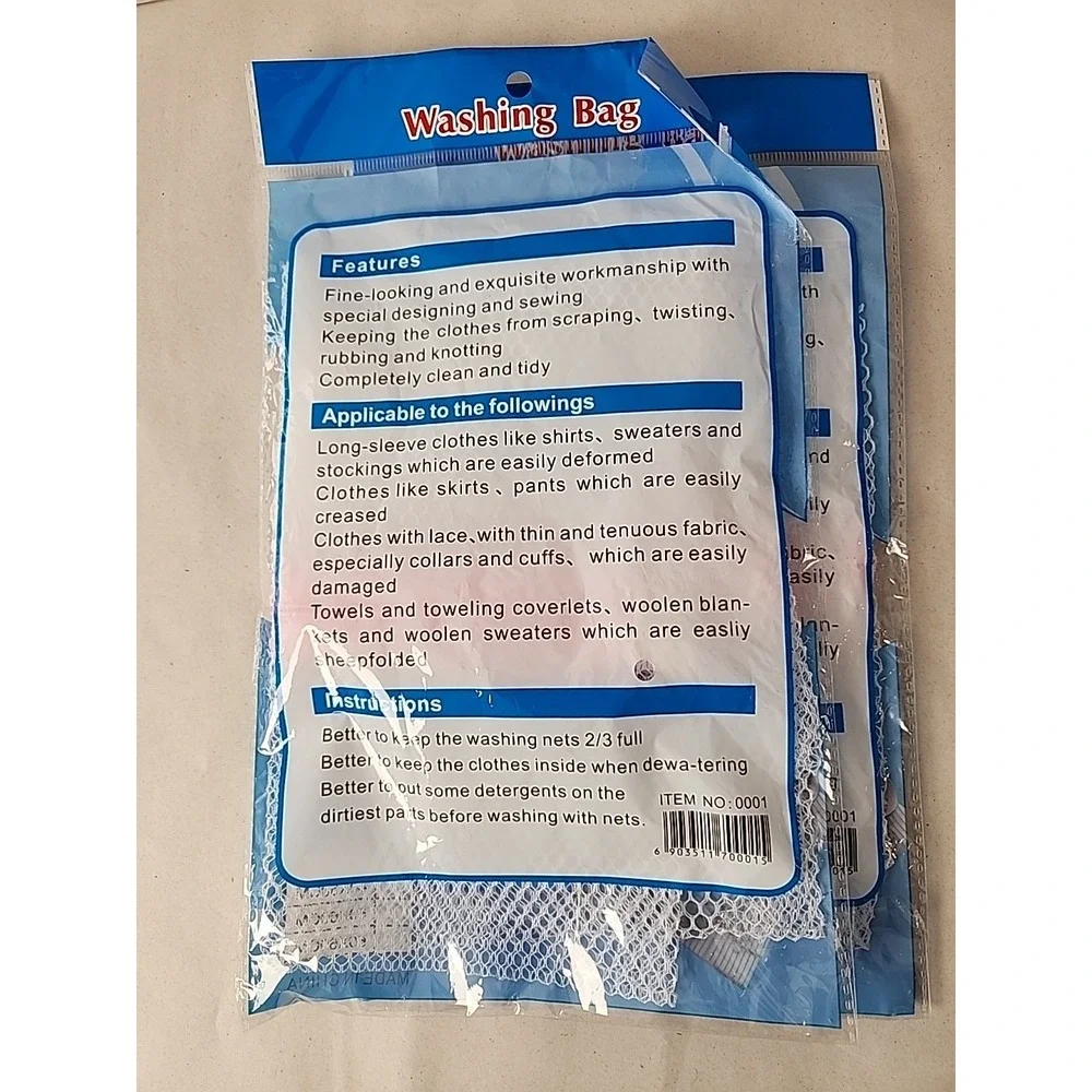 New 2-Pks Mesh Travel Laundry Wash Bags Zipper Bags for Delicates 12
